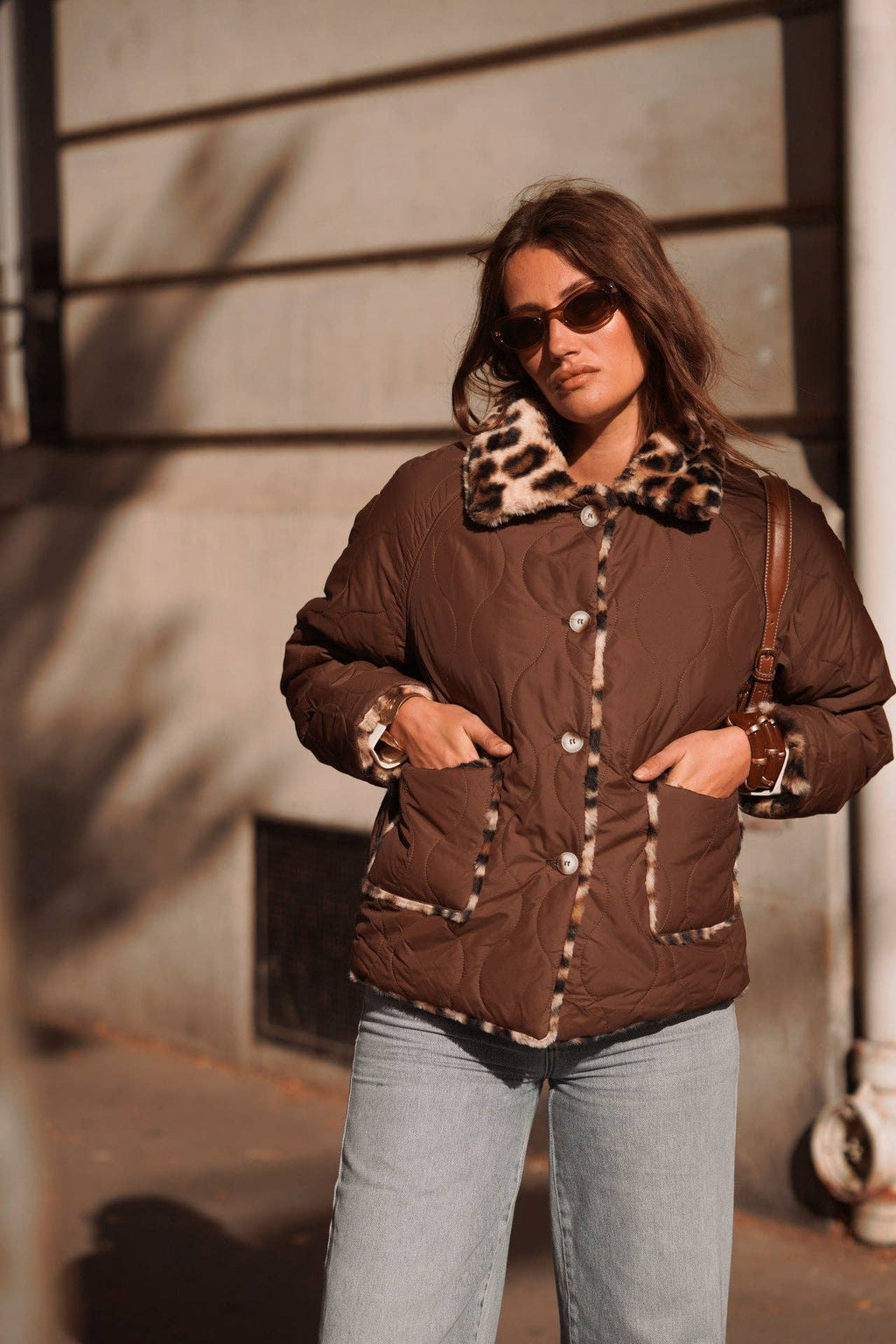 Manteau réversible léopard