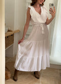 Robe longue en gaze de coton - Blanche