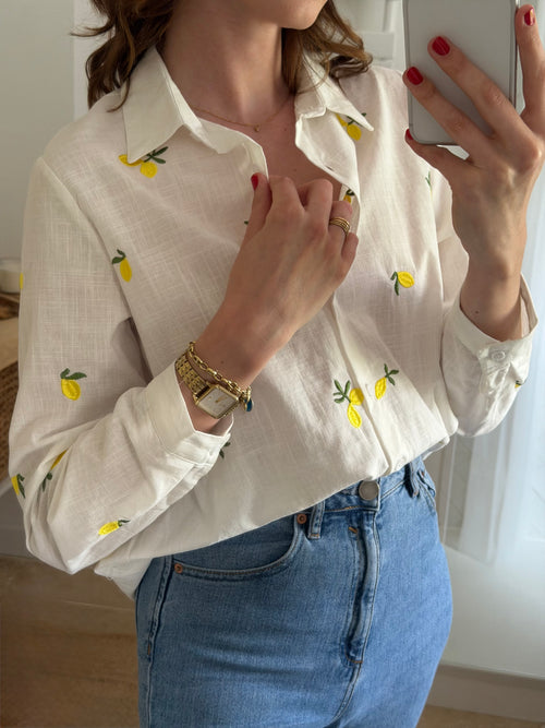 Chemise blanche imprimé citron