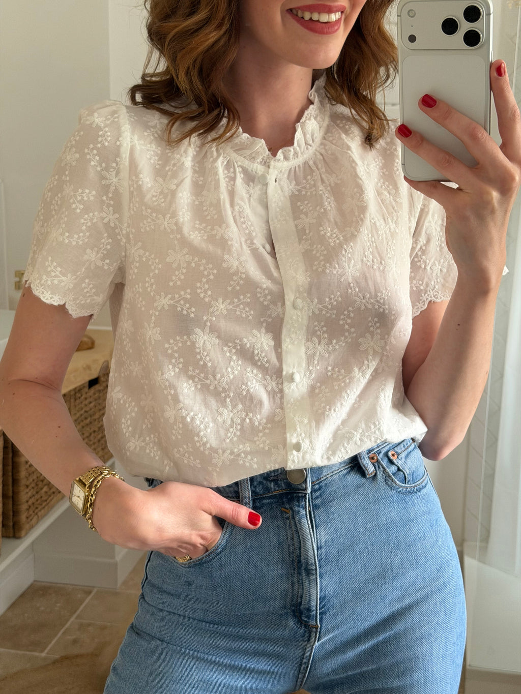 Blouse en broderie anglaise – Manches courtes