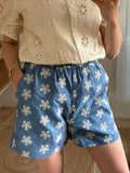 Short en denim brodé – Style estival bohème