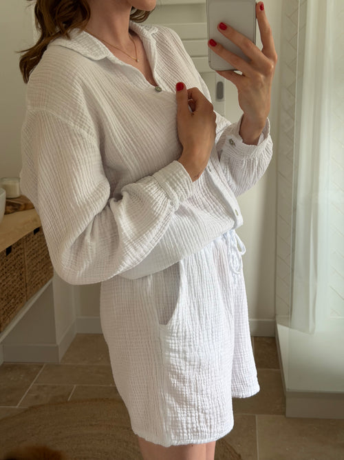 Cotton gauze shirt - White