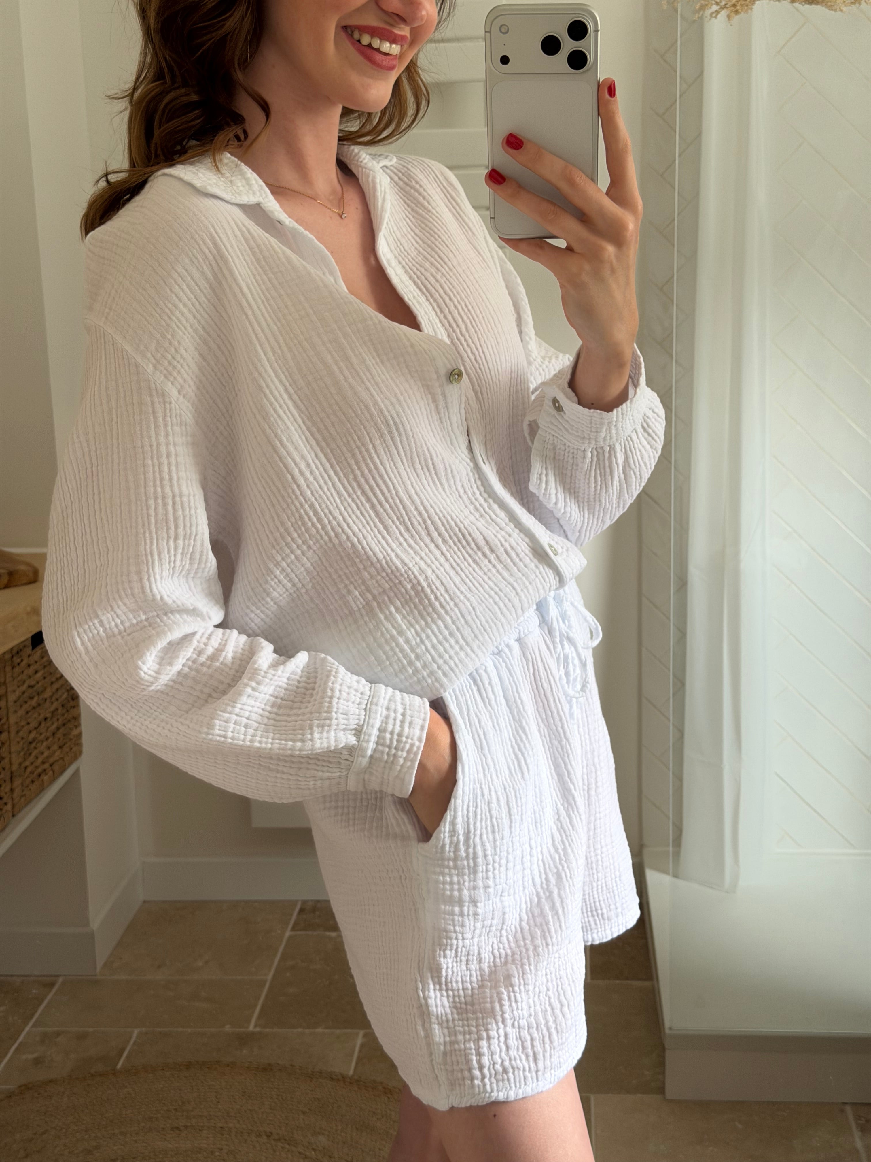Chemise gaze de coton - Blanche