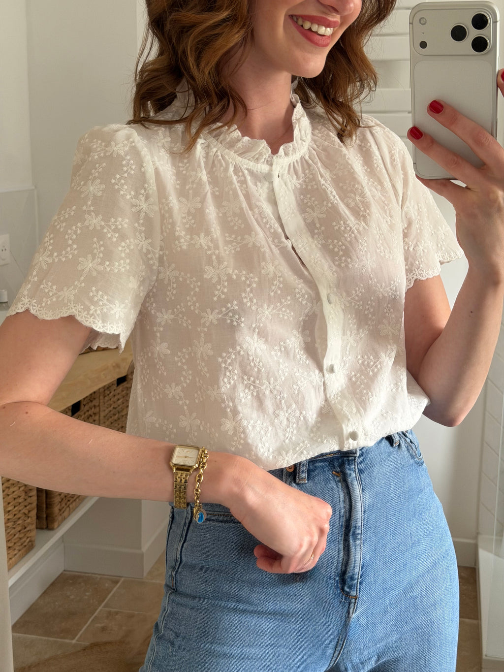Blouse en broderie anglaise – Manches courtes