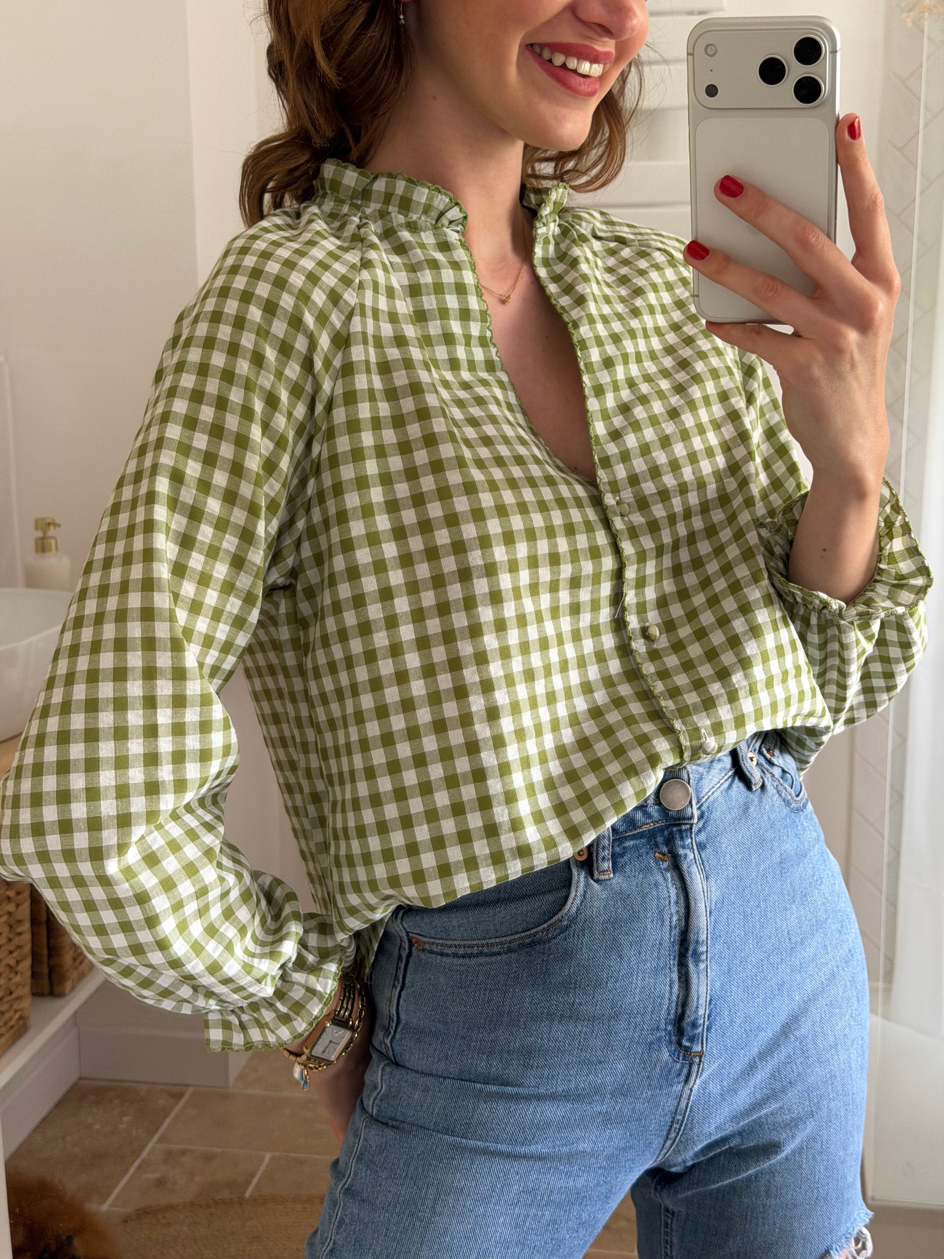 Blouse vichy - Verte & Blanche
