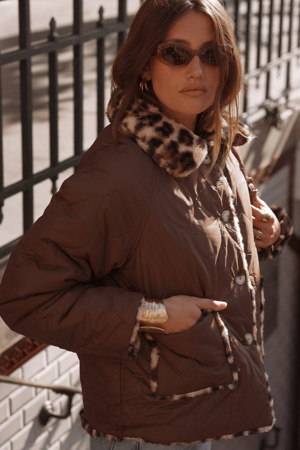 Manteau réversible léopard