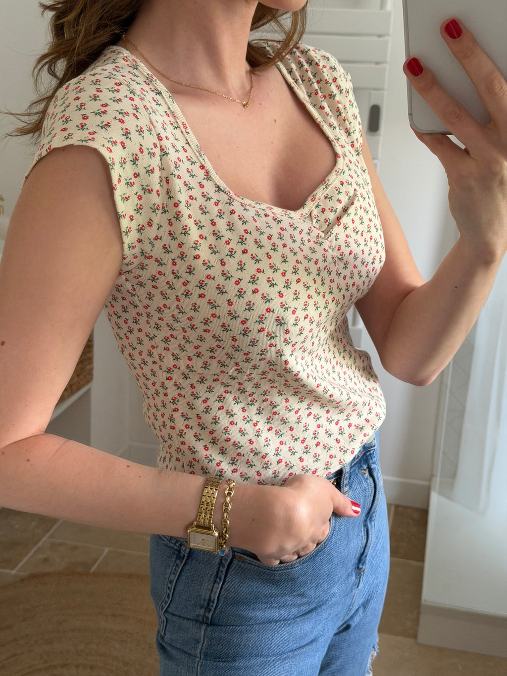 Top imprimé floral ajusté – Casual chic