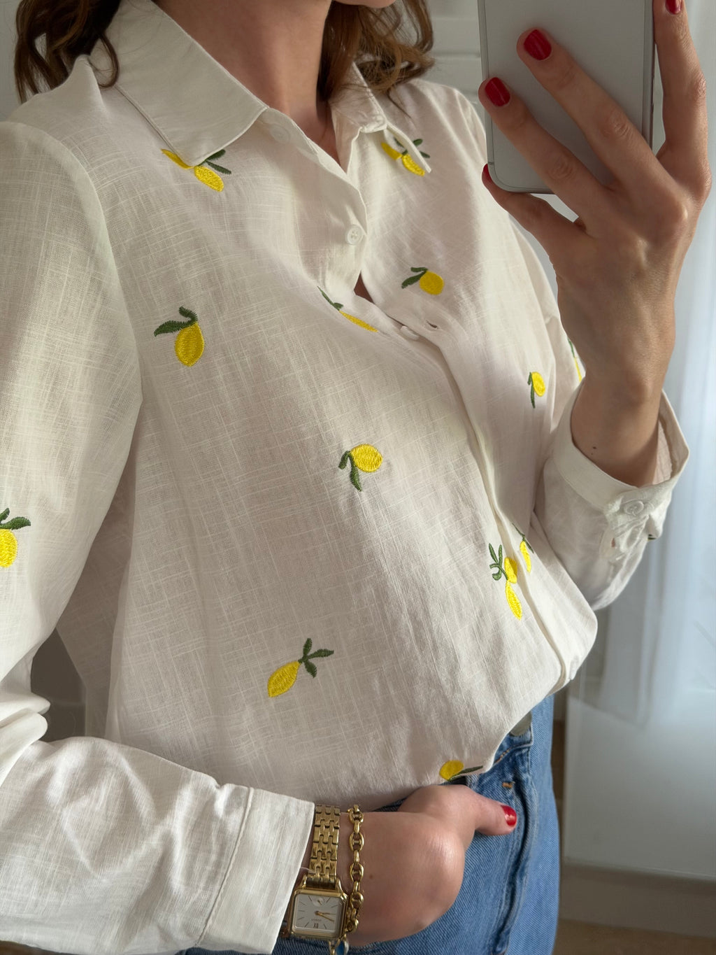 Chemise blanche imprimé citron