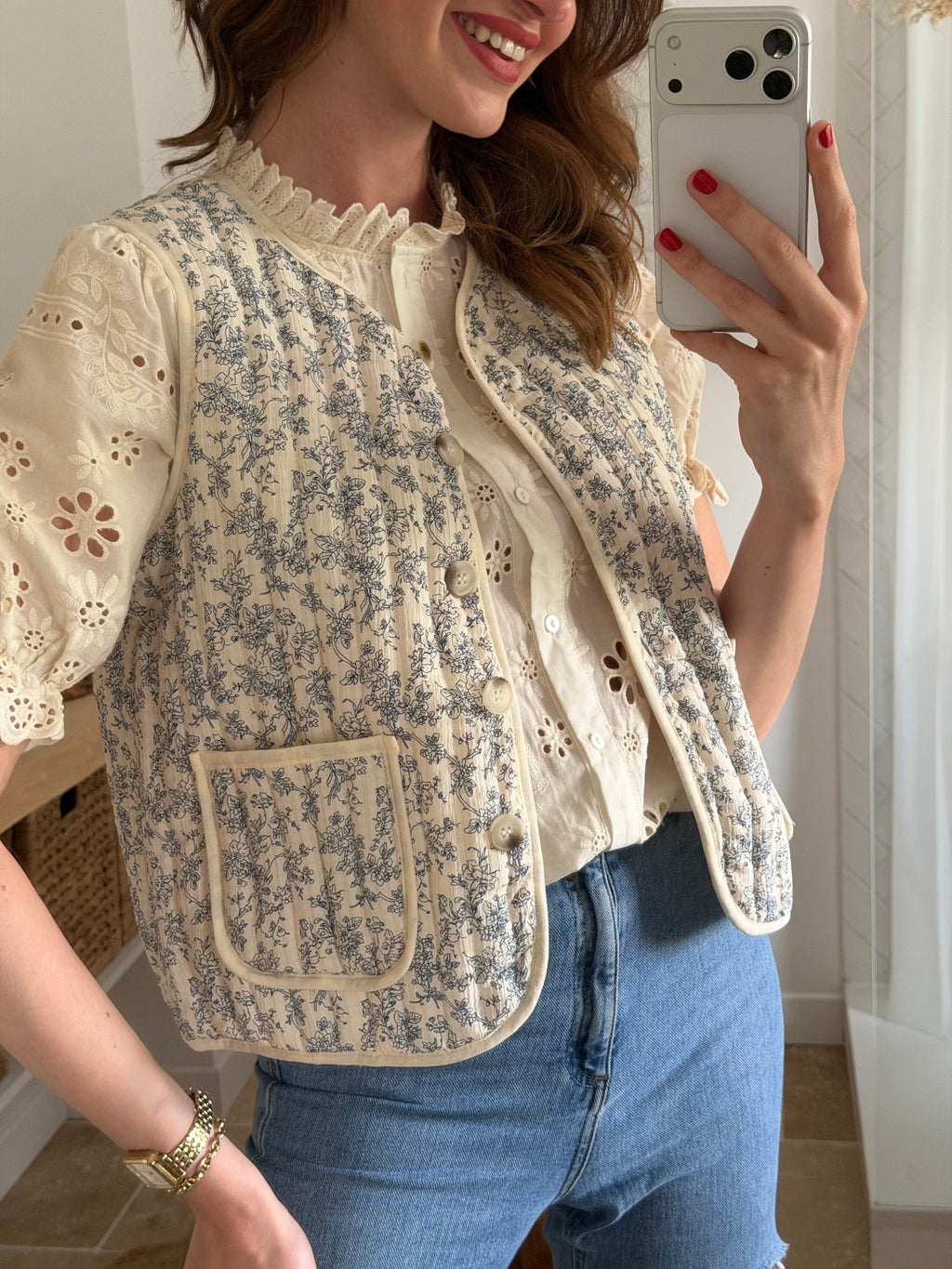 Veste sans manches imprimé – Coupe courte et esprit bohème