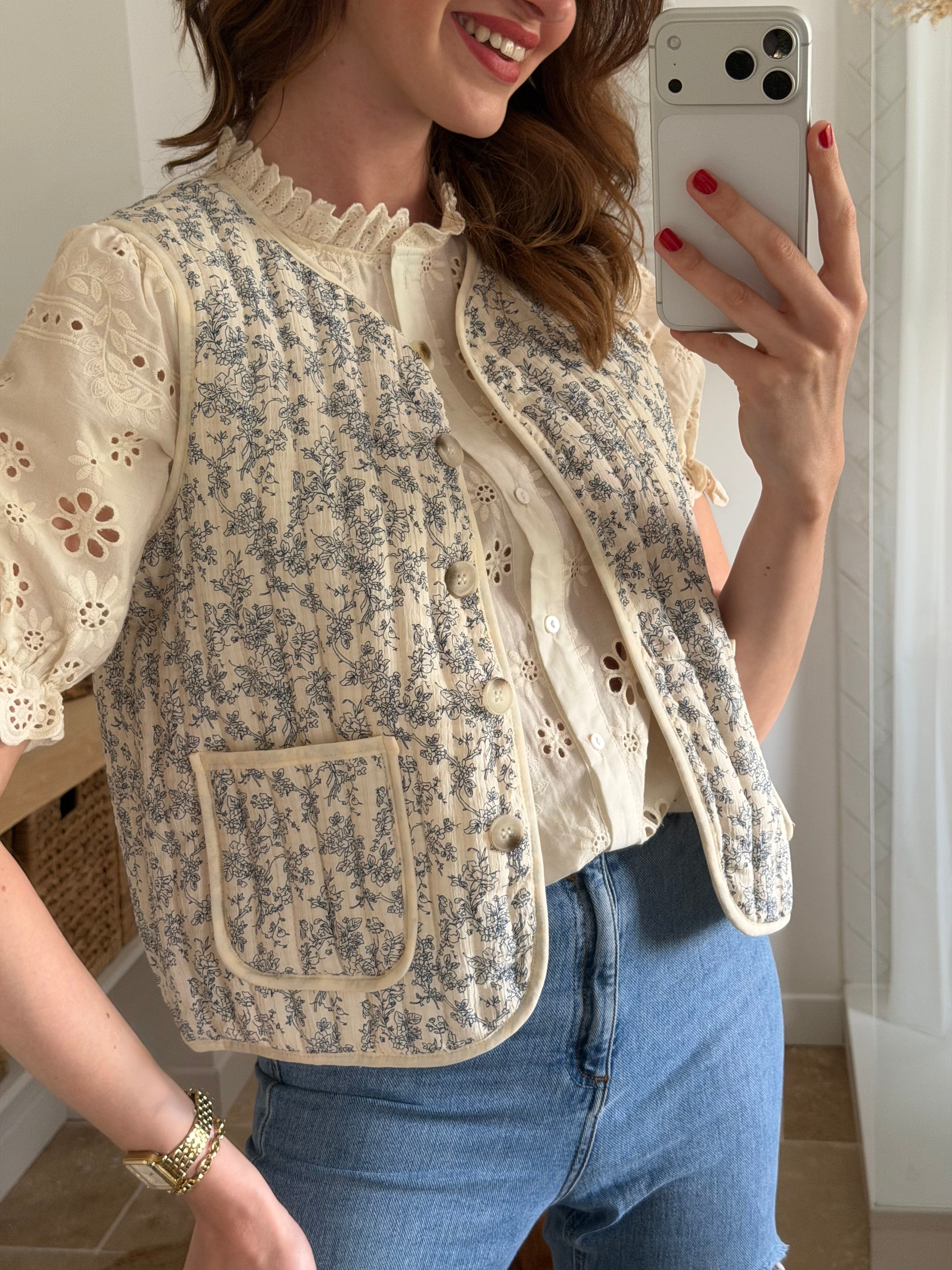 Veste sans manches imprimé – Coupe courte et esprit bohème