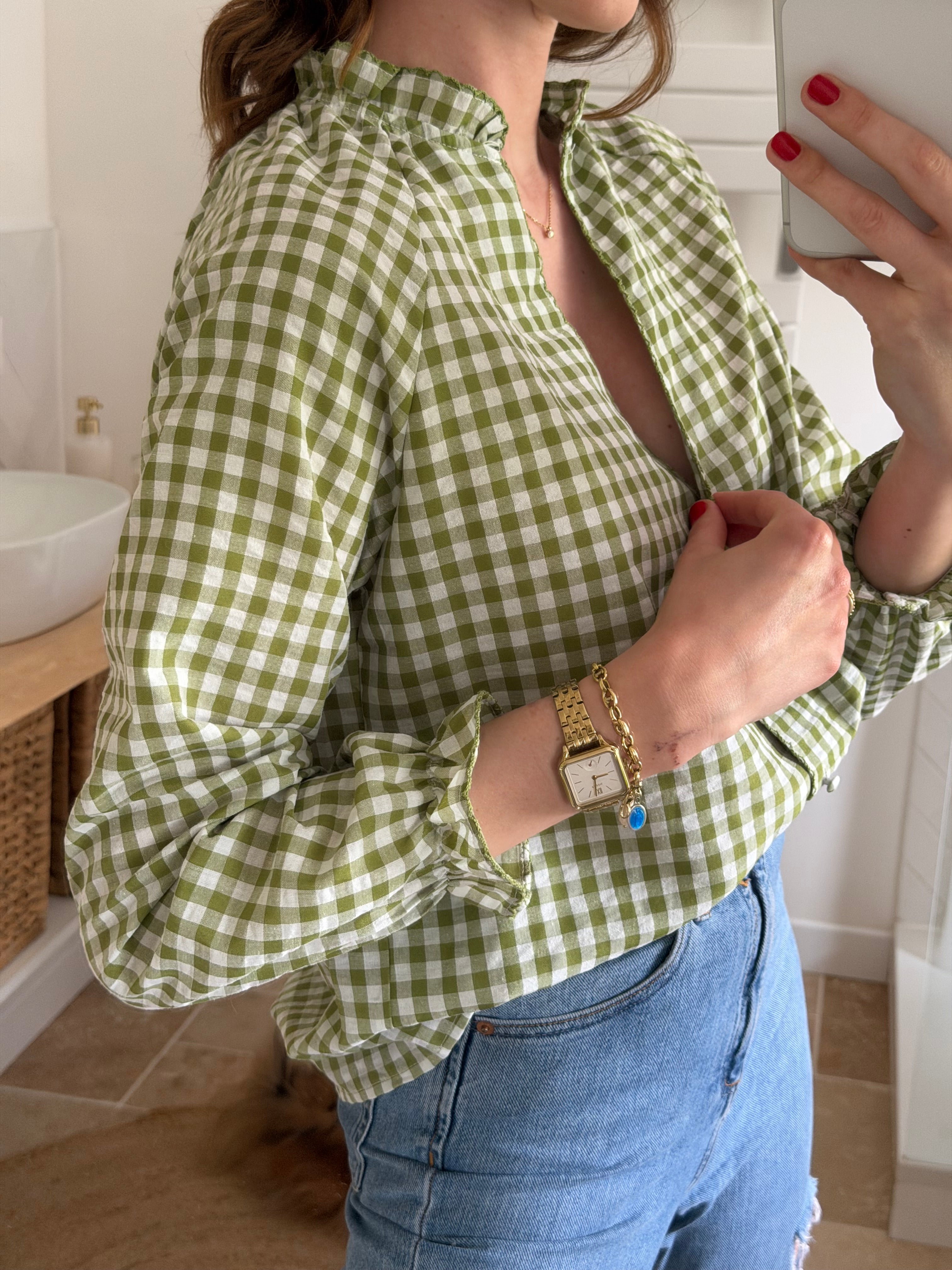 Blouse vichy - Verte & Blanche