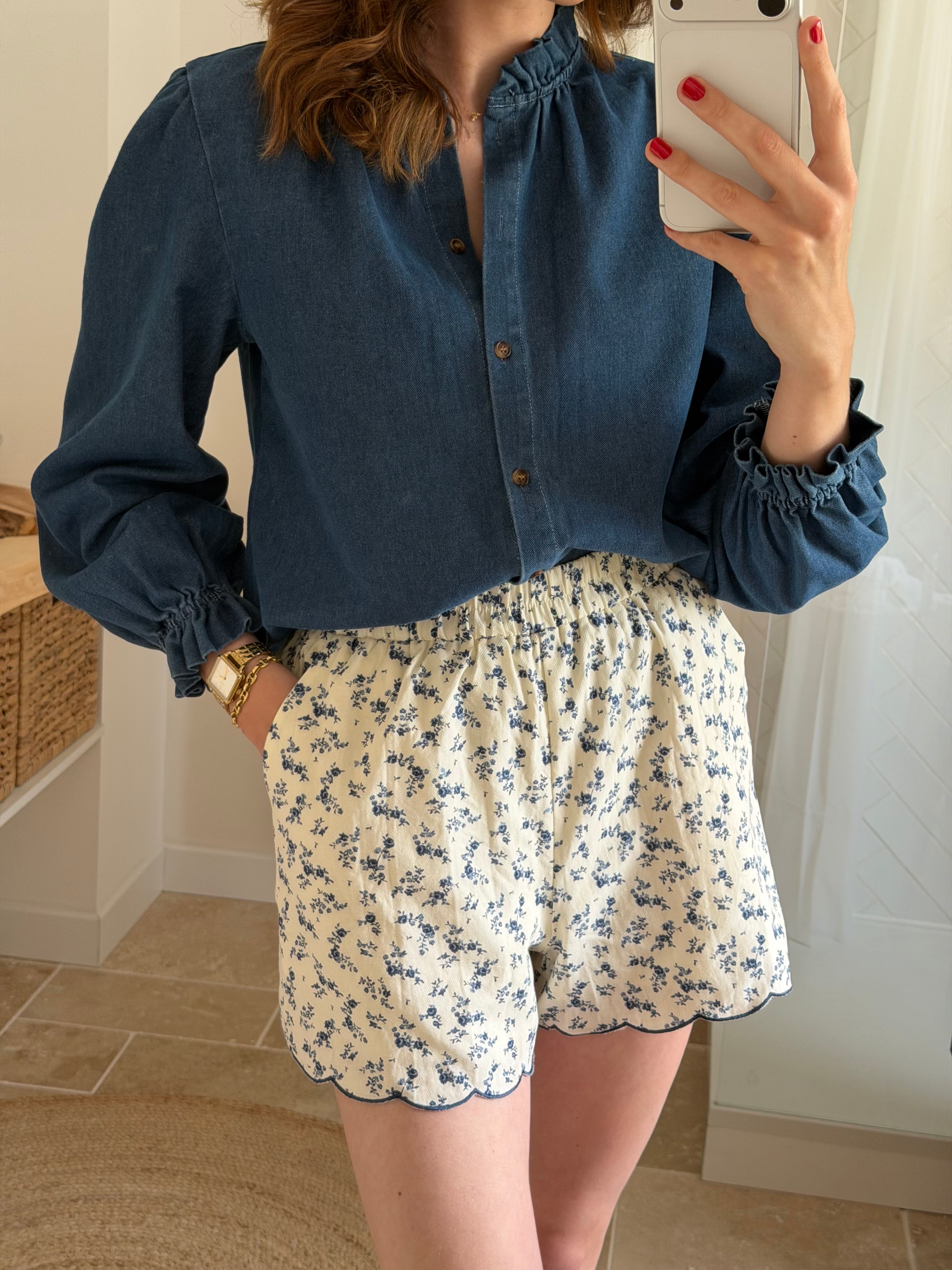 Short imprimé taille élastiquée – Finition festonnée et coupe confortable