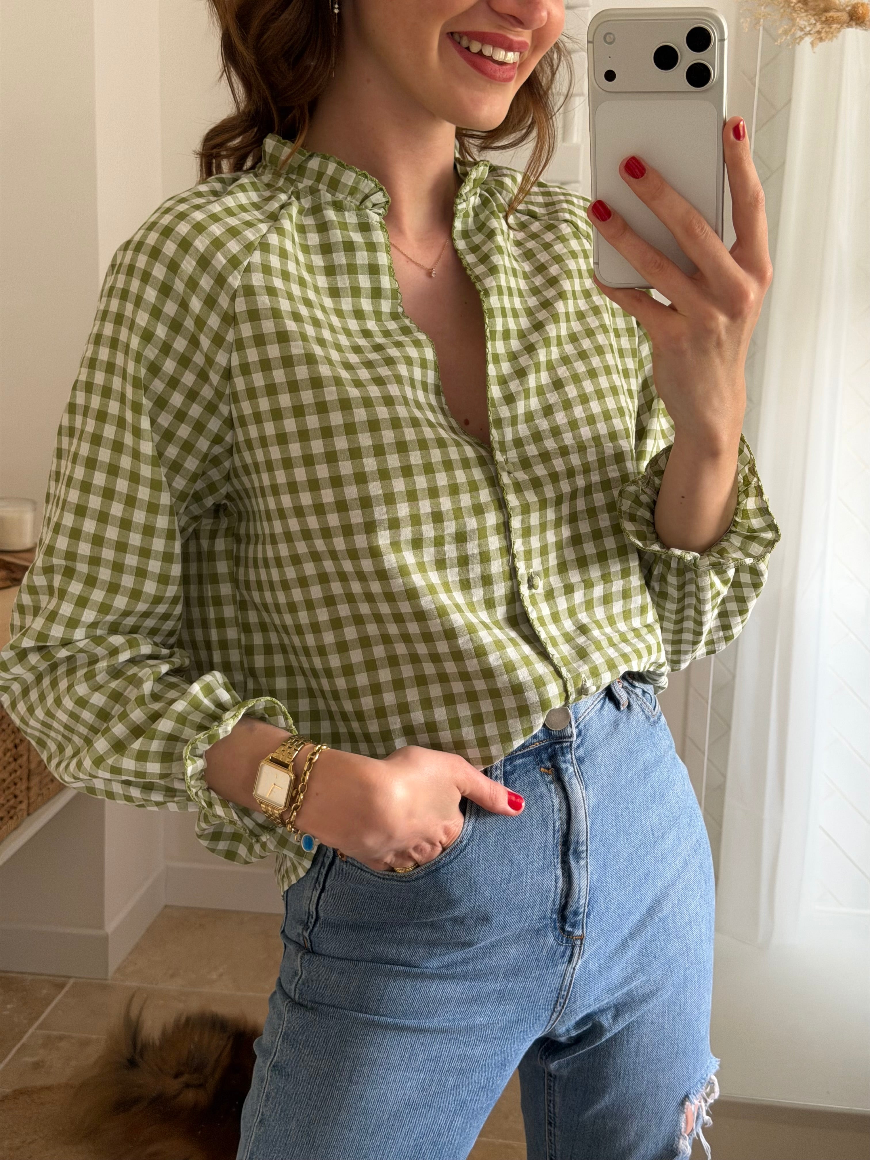 Blouse vichy - Verte & Blanche