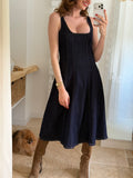 Robe en denim unie sans manches – Coupe structurée