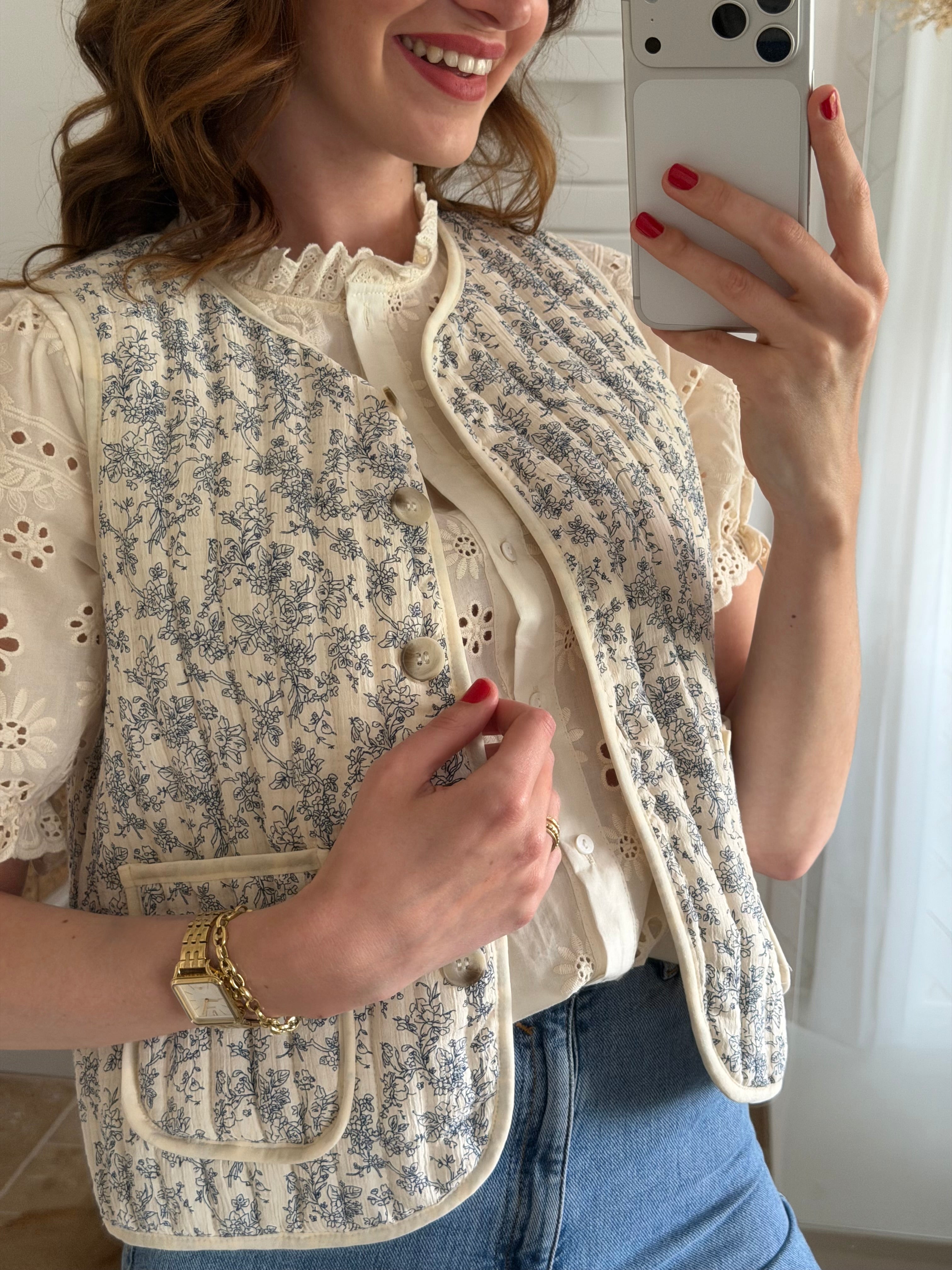 Veste sans manches imprimé – Coupe courte et esprit bohème