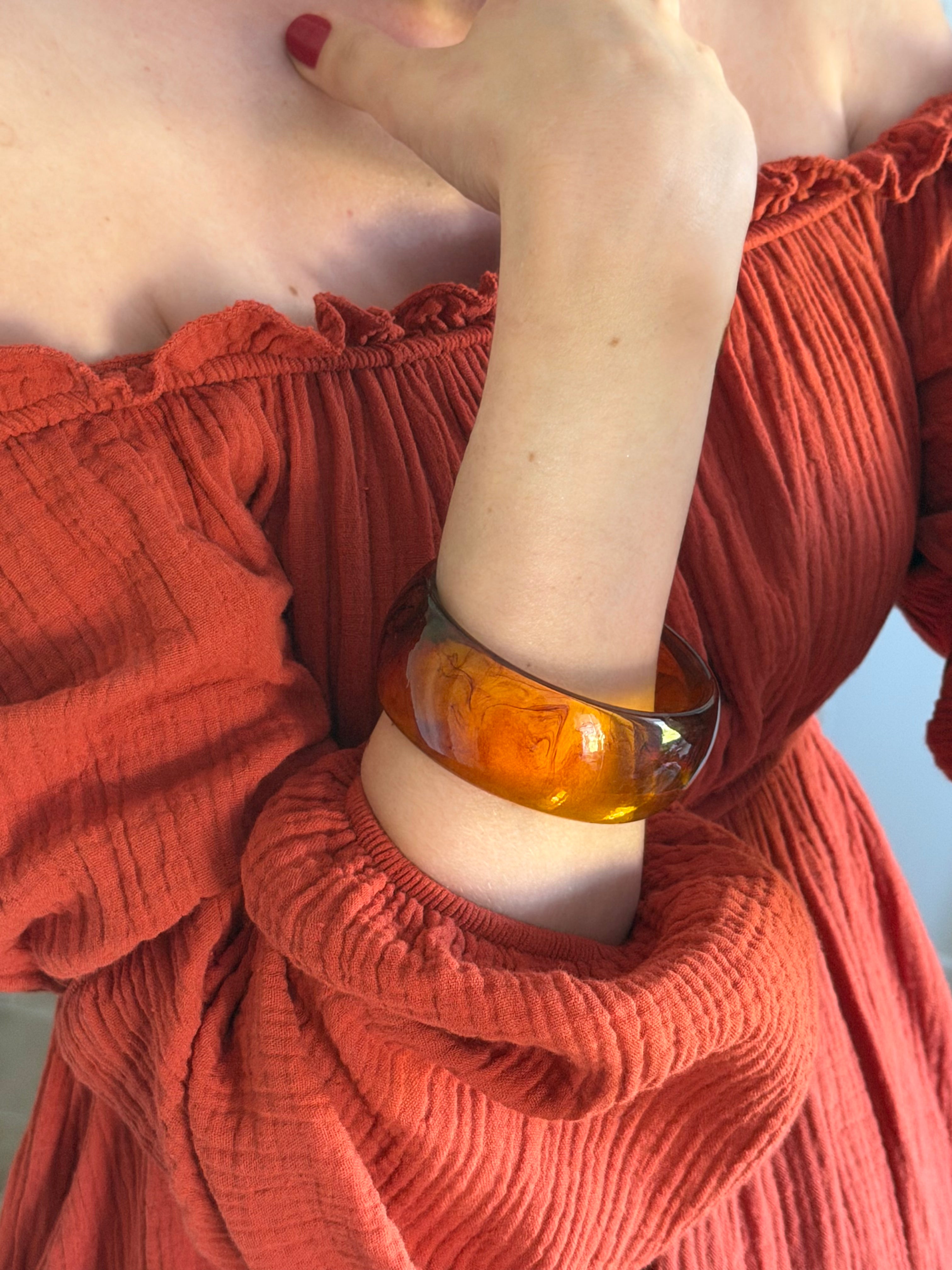 Bracelet résine large - Brun