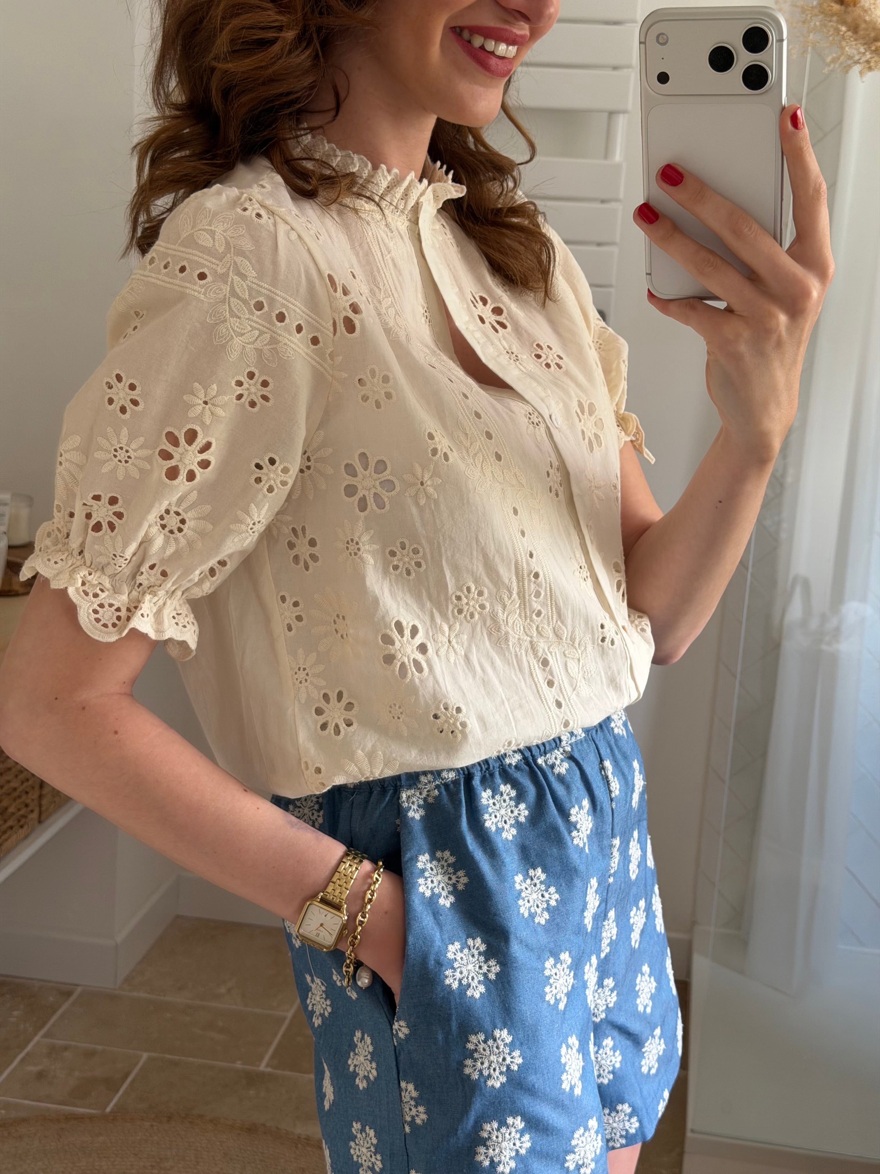 Blouse broderie anglaise – Manches courtes