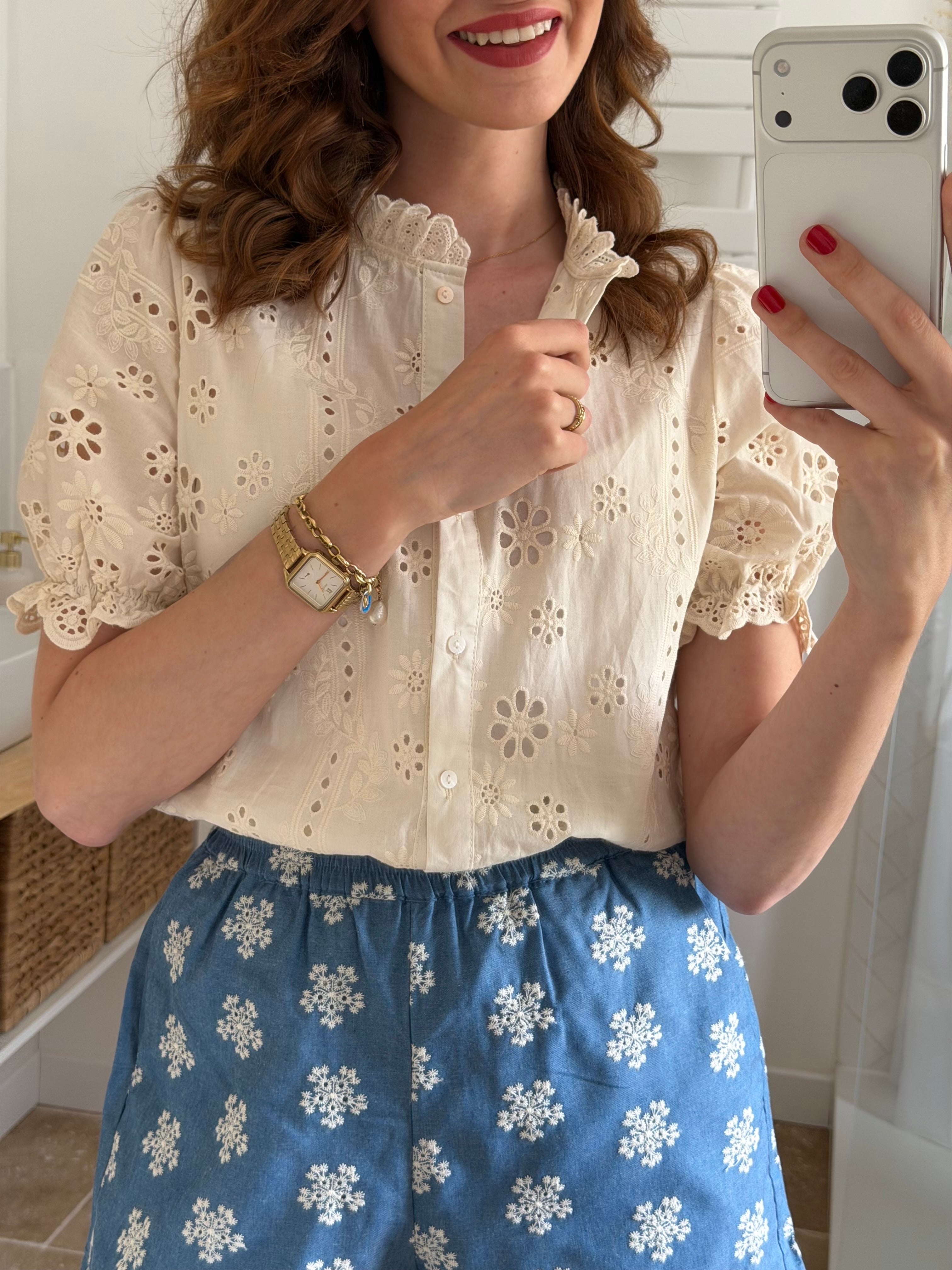 Blouse broderie anglaise – Manches courtes
