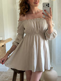 Robe courte épaules dénudées - Beige