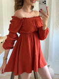 Robe courte épaules dénudées - Terracotta