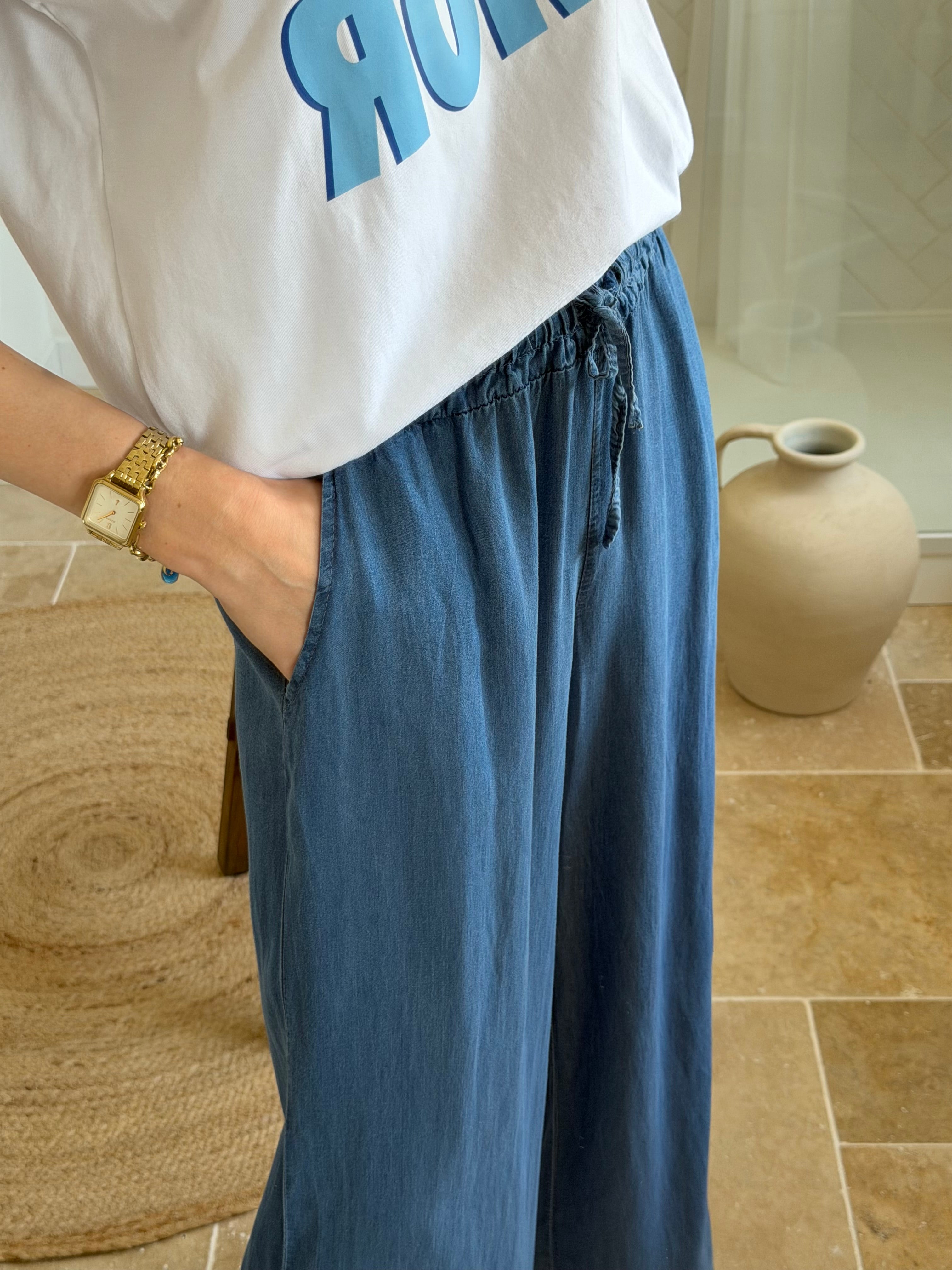Pantalon Large - Bleu
