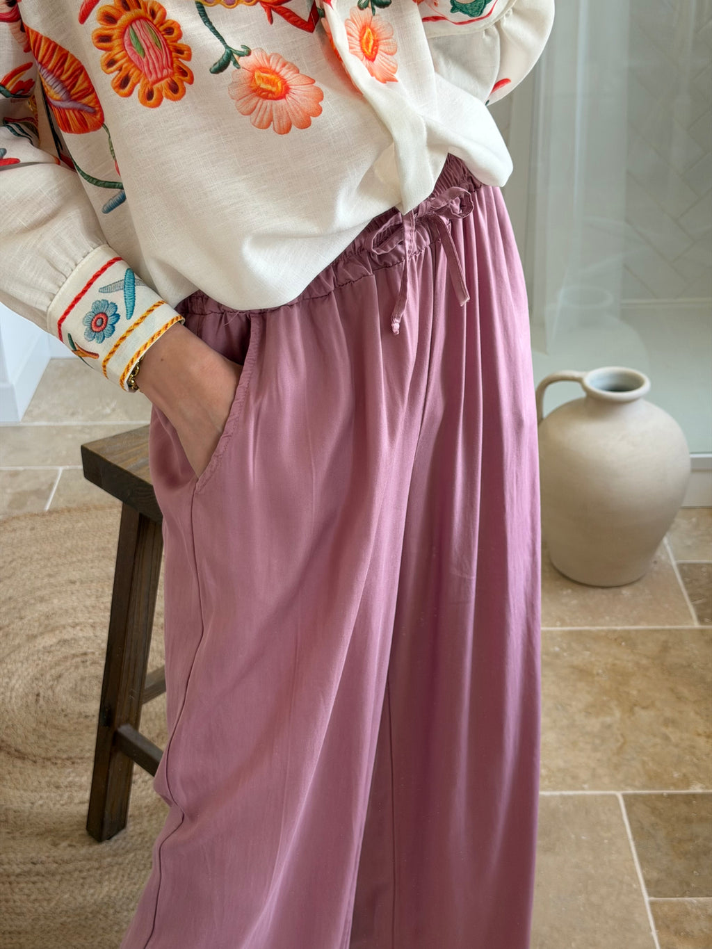 Pantalon Large - Rose