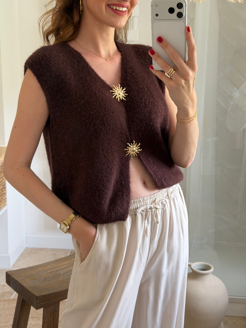 Gilet sans manches - Chocolat