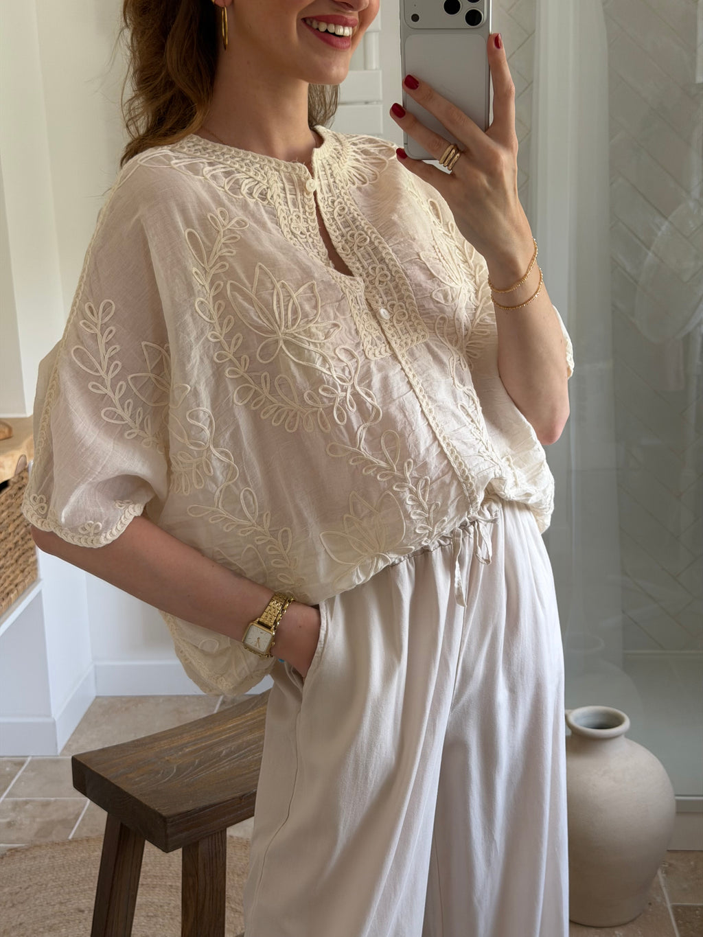 Blouse en broderie florale