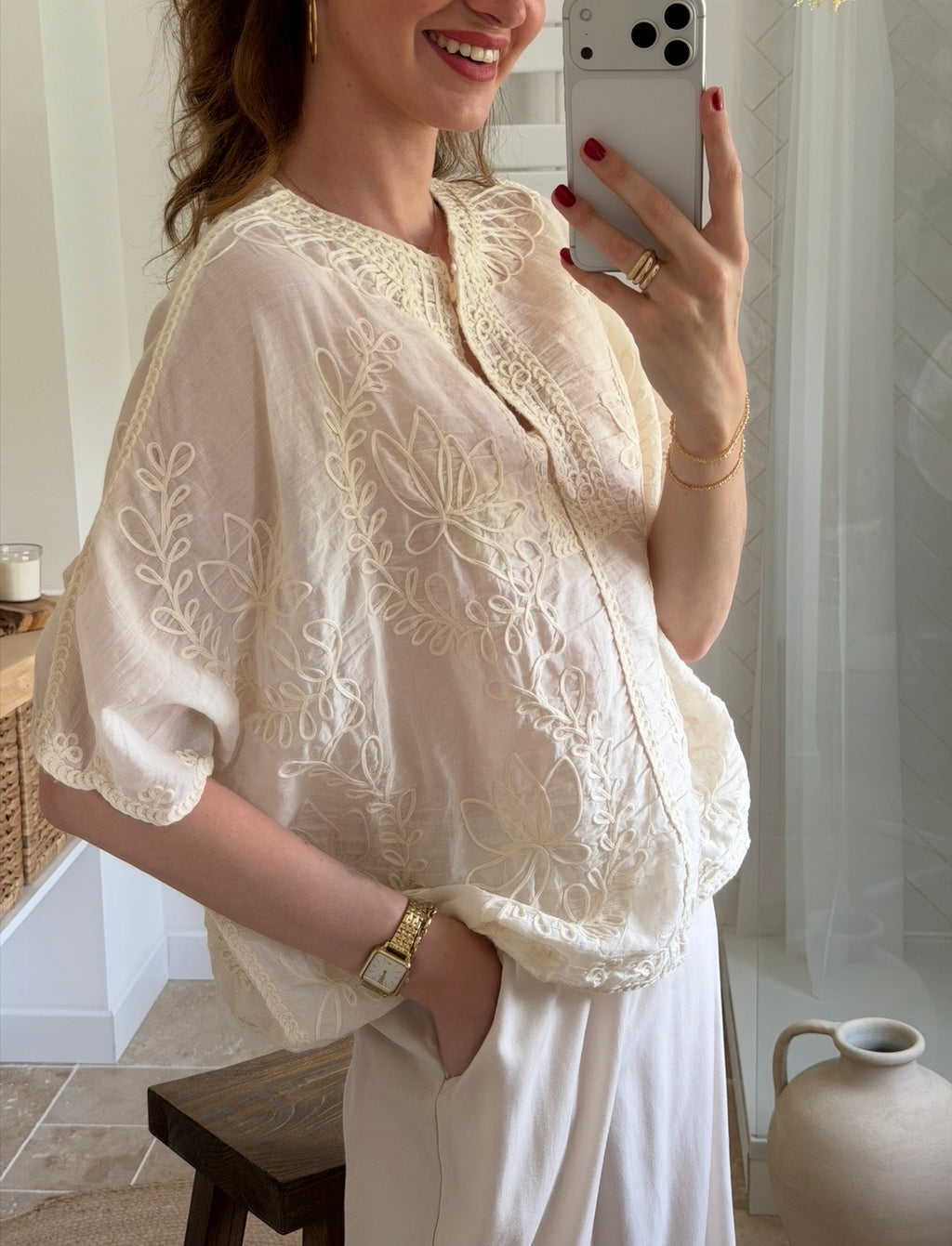 Blouse en broderie florale