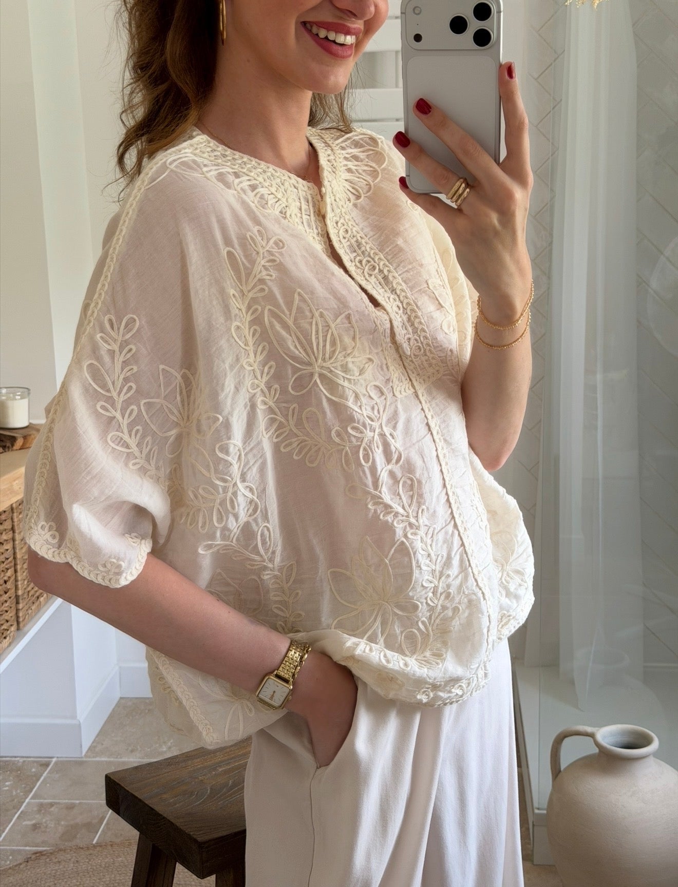 Blouse en broderie florale