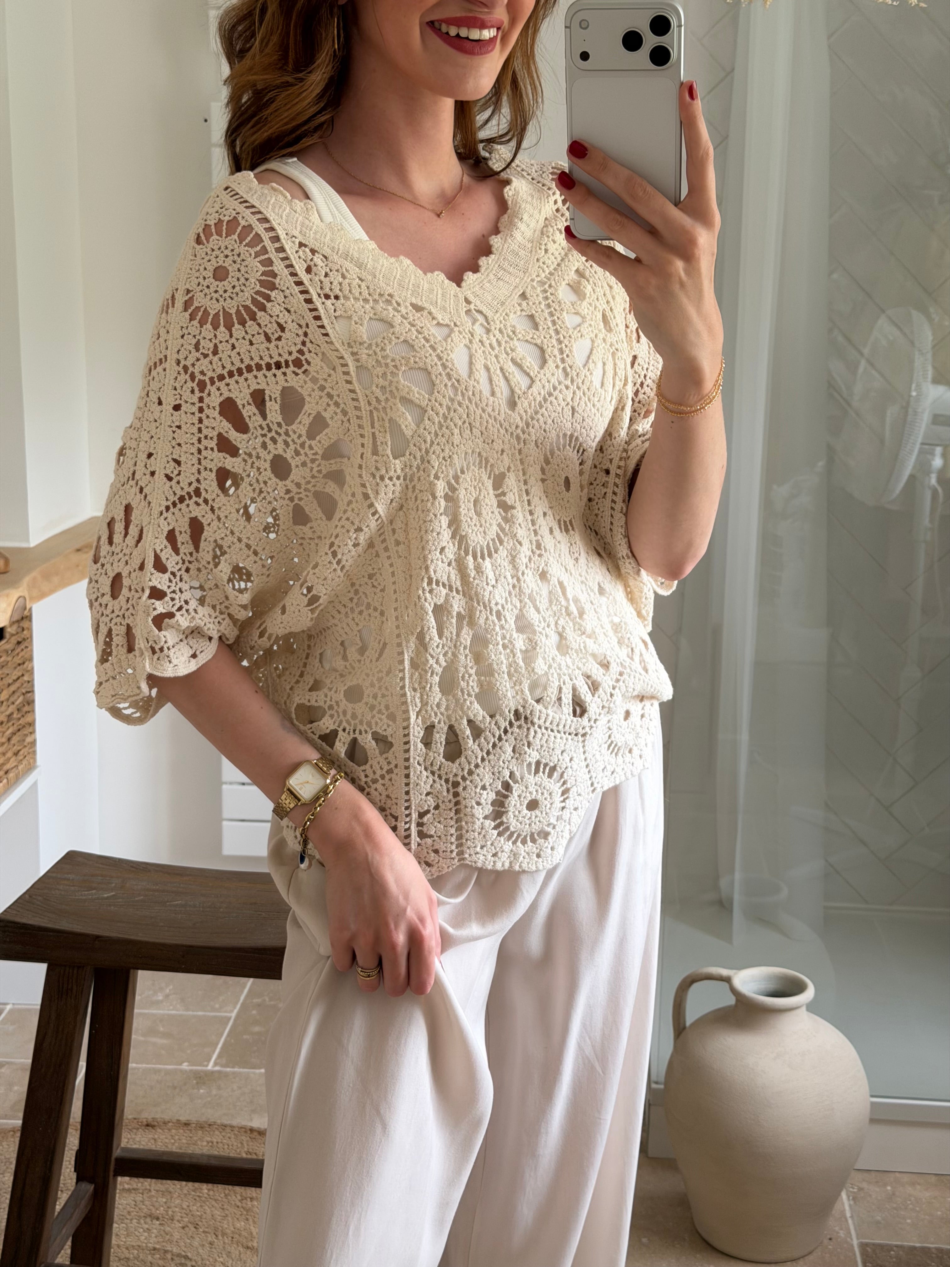 Pull crochet ajouré