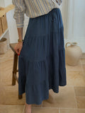 Jupe longue denim – Coupe ample et volants